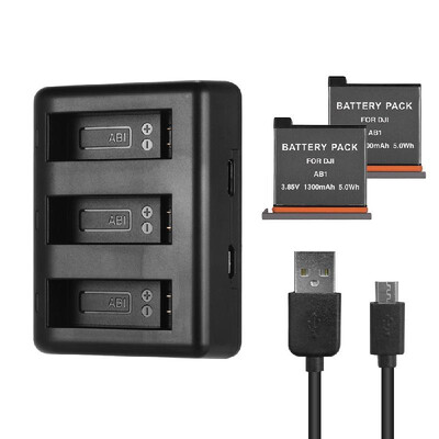 

Charging Kit Triple Channel Charger with 2pcs 1300mAh Rechargeable Li-ion Batteries USB Charging Cable for DJI OSMO Action Camera