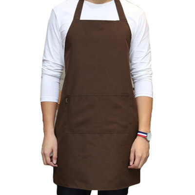 

Fashion Solid Color Pocket Unisex Kitchen Cafe Work Clothes Protective Apron