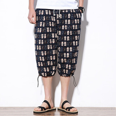 

Gobestart Mens New Style Fashion Vintage Printed Wide-Legged Pants Large Baggy Pants