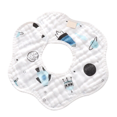 

8-layer Cotton Gauze 360 Degrees Rotating Infant Baby Bibs Print Cotton Saliva Towel Baby Bibs