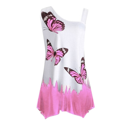

Nomeni Large Size Women Butterfly Printing T-Shirt Sleeveless Blouse