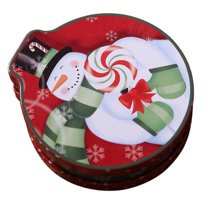 

Christmas Embossing Tinplate Empty Tins With Hanging Rope Candy Cookie Gift Storage Container Decorative Box