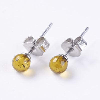 

Resin Ball Stud Earrings with 304 Stainless Steel Findings DarkGoldenrod 16x4mm Pin about 06mm