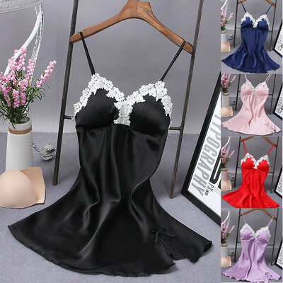 

Womens Sexy Silk Satin Pajamas Robe Babydoll dress Lingerie Sleepwear Nightwear