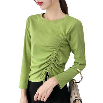 

Solid Color Women Long Sleeve Autumn Drawstring Sweet Pullover Fashion Tops