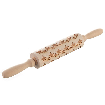 

Christmas Wooden Embossed Dough Rolling Pin Laser Engraved Pastry Christmas Cake Cookies Baking Tool