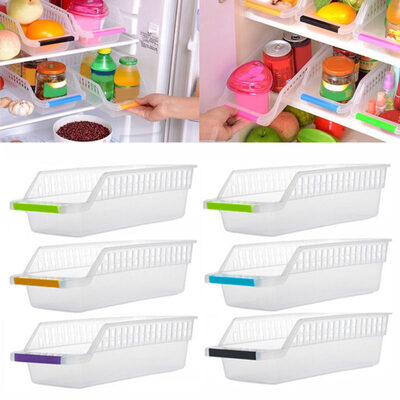 

Home Kitchen Fridge Space Saver Organizer Slide Under Shelf Rack Storage Holder