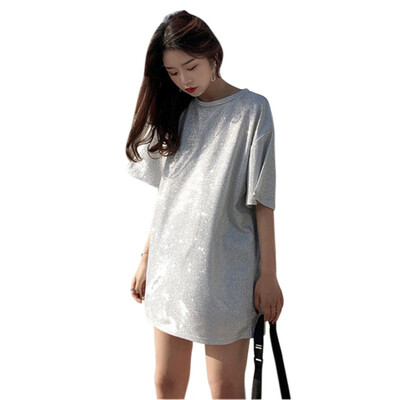 

Sequined Clothing Women Short Sleeve T-shirts Summer O-neck Tee Shirts teenagers Girl Casual Loose Party T-shirt