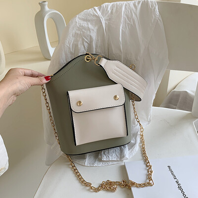 

Texture ins leisure bag fashion color bucket bag new 2019 Korean version of Joker shoulder slung bag
