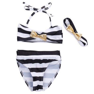 

Kids Baby Girls Striped Bikini Set Swimwear Swimsuit Bathing Swimming Costume