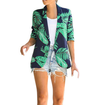 

Women Suit Floral Long Sleeve Blazer Notched Collar Coat Female Outerwear Elegant Boho Coat