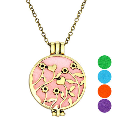 

Retro Hollow Aromatherapy Essential Oil Diffuser Perfume Locket Pendant Necklace