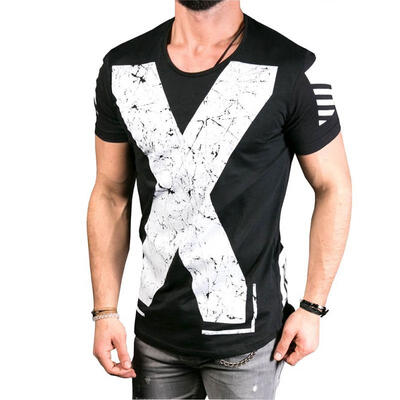 

Mens Short Sleeve Printed Shirts O Neck Casual Slim Fit T-shirts