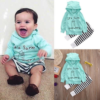 

2PCS Set Toddler Kids Baby Boy Girl Clothes Cotton Hooded Tops Jacket Pants Outfit