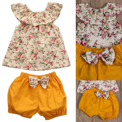 

Toddler Infant Baby Girls Sleeveless Floral TopsPants Short Clothes Outfit Set