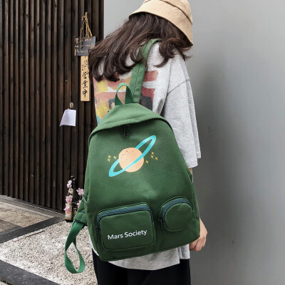 

Ins style schoolbag female Korean version of high school students 100 simple Mori ancient mens canvas backpack double shoulder ba