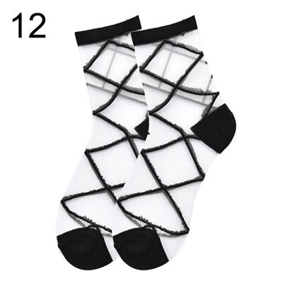 

Striped Heart Dots Bow Women Summer Ultra Thin Transparent Over Ankle Socks