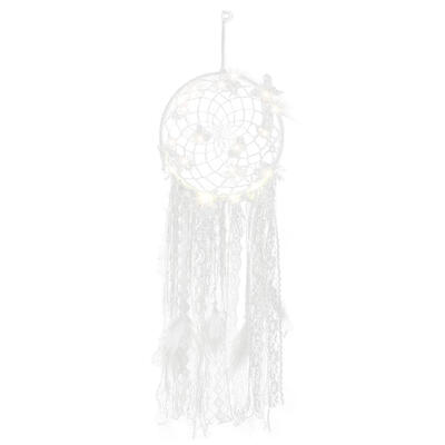 

Feather Lace Webbing Dream Catcher Romantic Wall Hanging Decor with Light