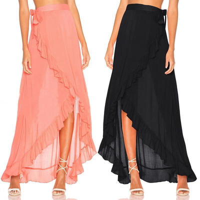 

Women Boho Chiffon High Waist Summer Beach Long Maxi Dress Split Skirt Sundress