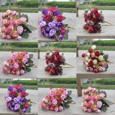 

2 Bouquet 42 Head Artifical Rose Silk Flower Bouquet Home Wedding Decor New