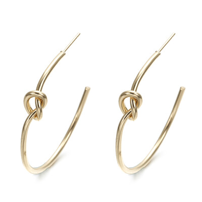 

2019 Unique Knotted Hoop Earrings for Women Simple Cute Round Earring Jewelry Gifts