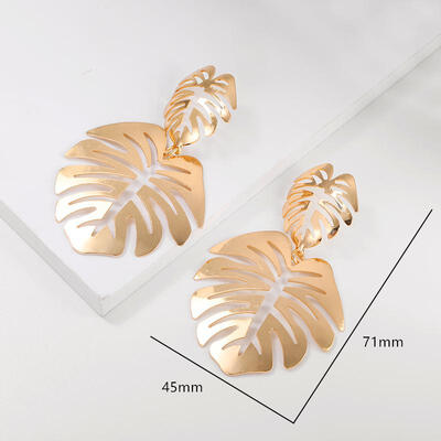 

Korean Earrings Metal Openwork Leaves Dangle Drop Earrings For Women Geometric Statement Earings Fashion Jewelry 2019 Oorbellen