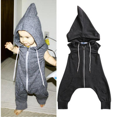 

Sleeveless Newborn Kids Infant Baby Boy Girl Hooded Zipper Romper Jumpsuit Playsuit