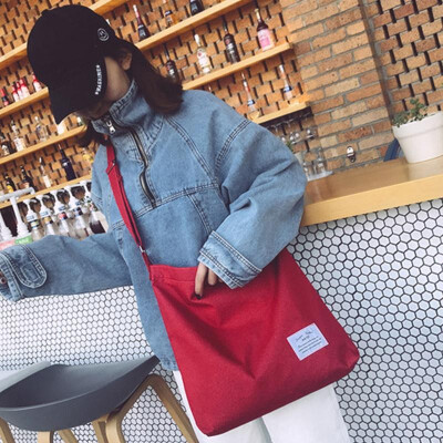 

Women Canvas Handbag Shoulder Retro Bag Solid Large Capacity Environmental Shopping Bag Crossbody Bag