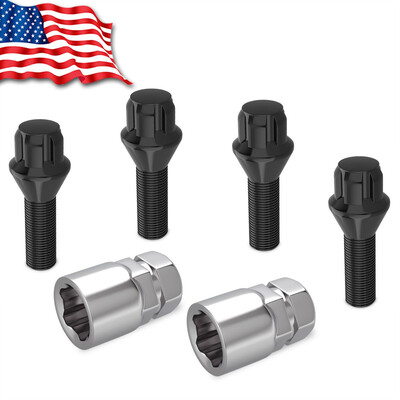 

4PC 12x15 Black Steel Lock Wheel Lug Bolts Nuts Set 2 Keys for BMW M3 Z4 330i