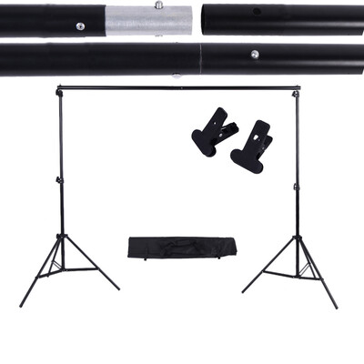 

2 3m 66 98ft Adjustable Background Support Stand Photo Backdrop Crossbar Kit with two Clamps