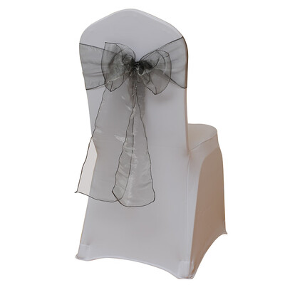 

Gobestart Flower Bow Chair Back Cover Net Sash Back Ties Elegant Party Decor Multi-color