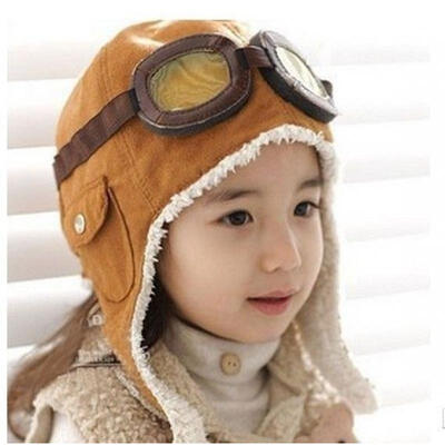 

Winter Fall Toddler Boy Girl Kids Black Brown Pilot Aviator Warm Cap Hat Beanie
