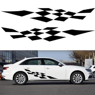 

1Pair Car Stickers Racing Sports Stripe Grid Auto Side Body Decals