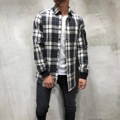 

Toponeto Mens Causal Plaid Long Sleeve Slim Fit Turn-Down Collar Shirt Top Blouse