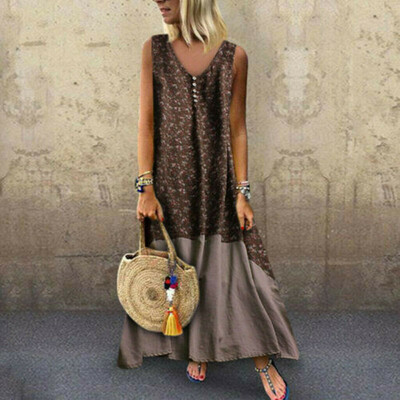

Womens Summer Boho Casual Long Maxi Evening Party Cocktail Beach Dress Sundress