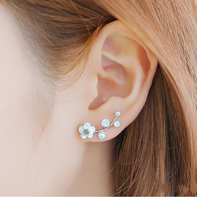 

New Fashion Simulated Pearls Pendientes Bijoux Angel Wings Leaf Feather Flowers Stud Earrings For Women Wedding Jewelry Brincos