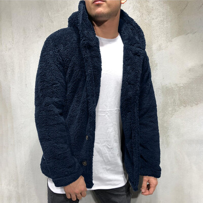 

Gobestart Mens Autumn Winter Solid Color Cardigan Casual Blouse Fleece Tops Coat