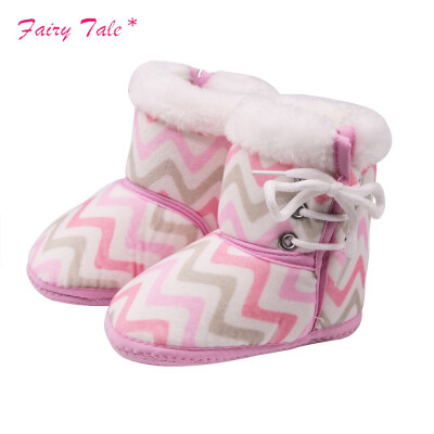 

Baby Bootsborn Multicolored Wavy Print In The Tube Winter Boots Side With Cotton Cloth Baby Warm Boots