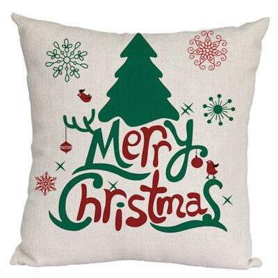 

18 X 18 Inch Christmas Pillow Cover Cotton Linen Decorative Pillowcases Holiday Sofa Cushion Cover