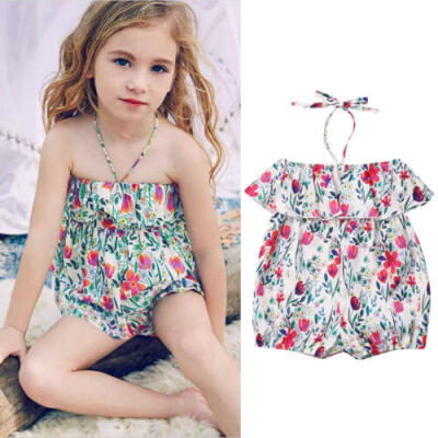 

Kids Baby Girl Clothes Flower Sleeveless Halter Romper Jumpsuit Bodysuit Outfits