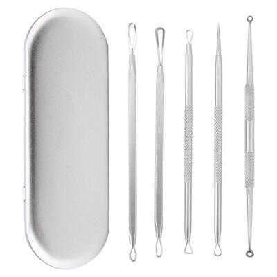 

Greensen 5pcsset Stainless Steel Blackhead Pimple Remover Removal Double Head Needle Kit Tool With Box