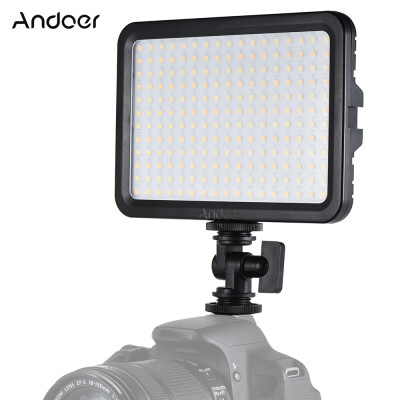 

Andoer LED204 LED Video Light Fill Light with 204pcs Lamp Beads Stepless Dimming 3300K-5600K Bi-Color Temperature CRI90 for Weddin