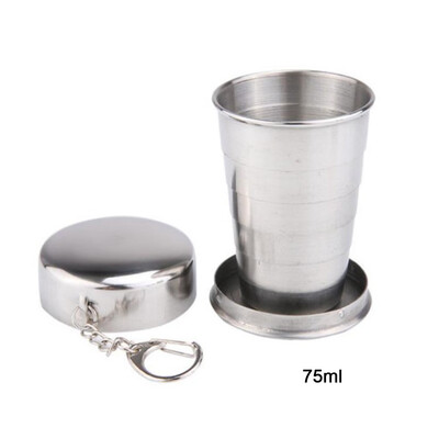 

Siaonvr Stainless Steel Camping Folding Cup With Keychain Traveling Outdoor Hiking Portable Cup