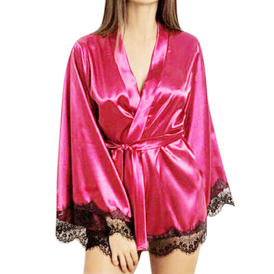 

Toponeto Women Satin Nightdress Silk Lace Lingerie Nightgown Sleepwear Sexy Robe
