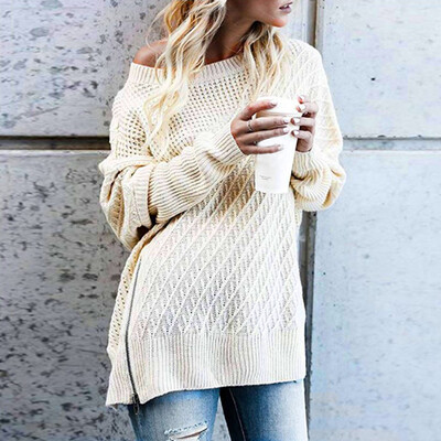 

Nomeni Women Casual Solid Long Sleeve Pullover Loose Sweater Jumper Tops Knitwear