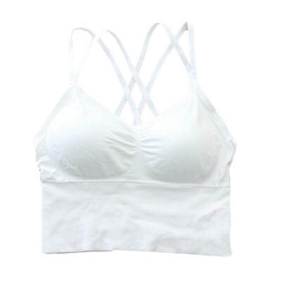 

Simple New Girl Vest Stretch Shoulder Strap Camisole Vest Solid Color Gathering Sponge Ladies Beauty Back Wrapped Chest