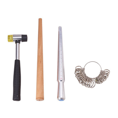 

PH PANDAHALL 1 Set Ring Measuring Tool Sets with Ring Enlarger Stick Mandrel&Installable Two Way Rubber Hammers