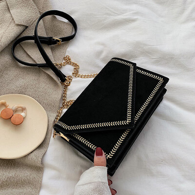 

Chic chain bag female 2019 new Korean fashion velvet small square bag simple wild single shoulder Messenger bag tide