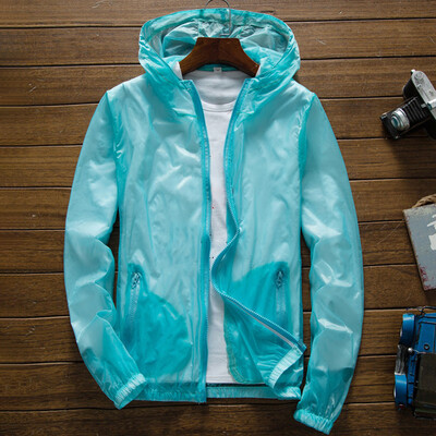 

Unisex Men Women Outdoor Transparent Zipper Hooded Waterproof Casual Jacket Tops