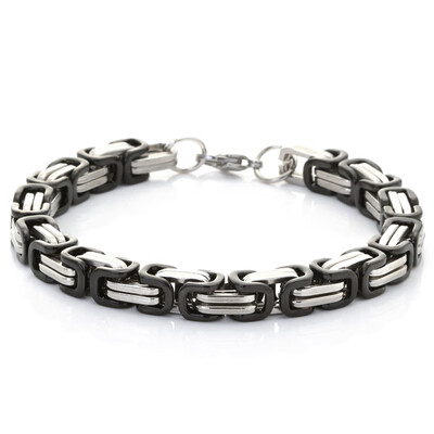 

Fashion Men Byzantine Chain Link Biker Silver Stainless Steel Bracelet Hot